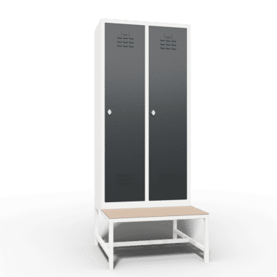 locker single tier 2 door with seat bench