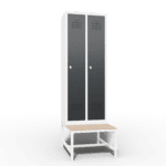 space saving slim locker single tier 2 door with seat bench