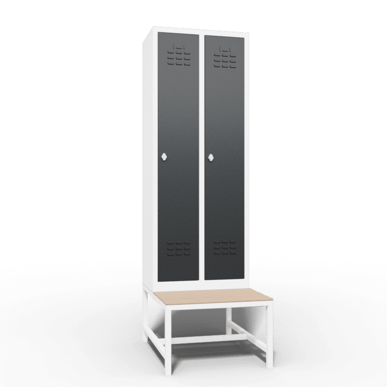 space saving slim locker single tier 2 door with seat bench