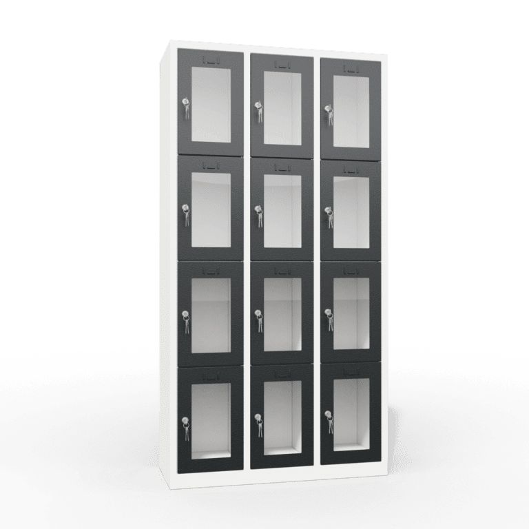 clear view ppe multi door storage locker 4 tier 12 door