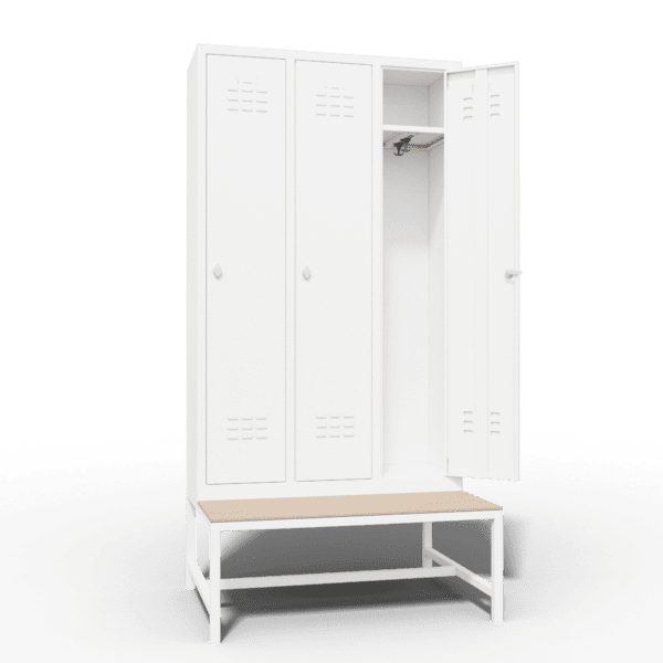 economic locker single tier 3 door with seat bench_2