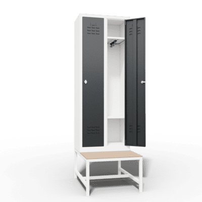 space saving slim locker single tier 2 door with seat bench_2