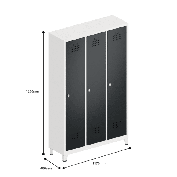 dimensions of locker single tier 3 door