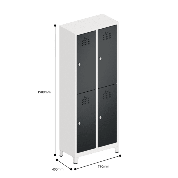 dimensions of locker double tier 4 door
