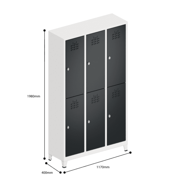 dimensions of locker double tier 6 door