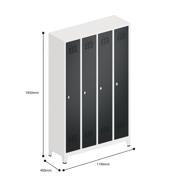 dimensions of space saving slim locker single tier 4 door