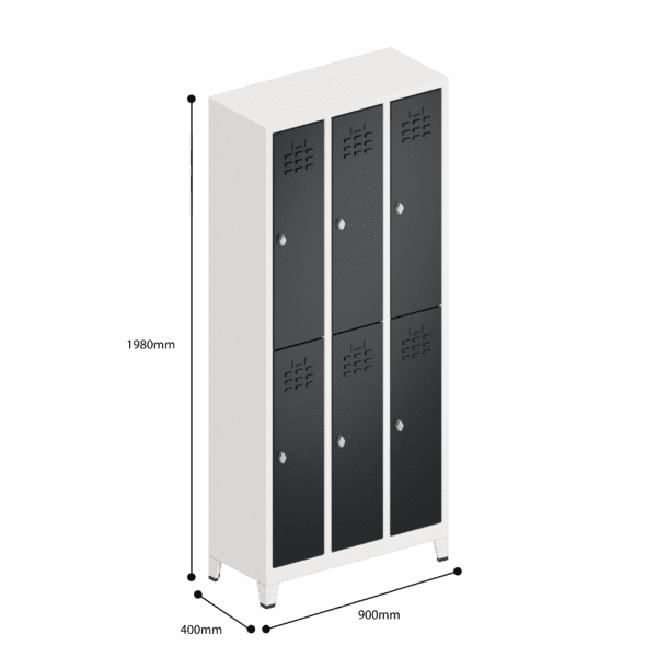 dimensions of space saving slim locker double tier 6 door