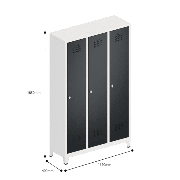 dimensions of clean dirty locker single tier 3 door