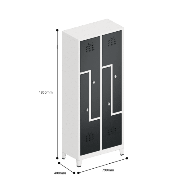 dimensions of z door locker double tier 4 door