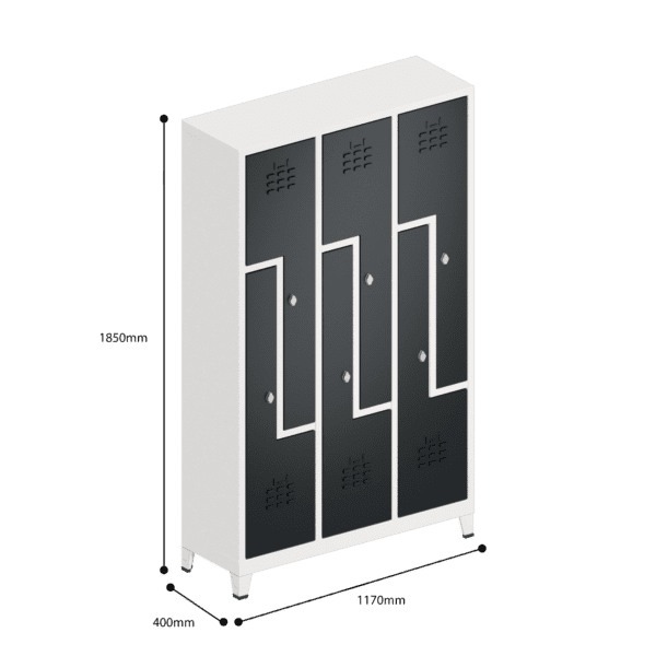 dimensions of z door locker double tier 6 door