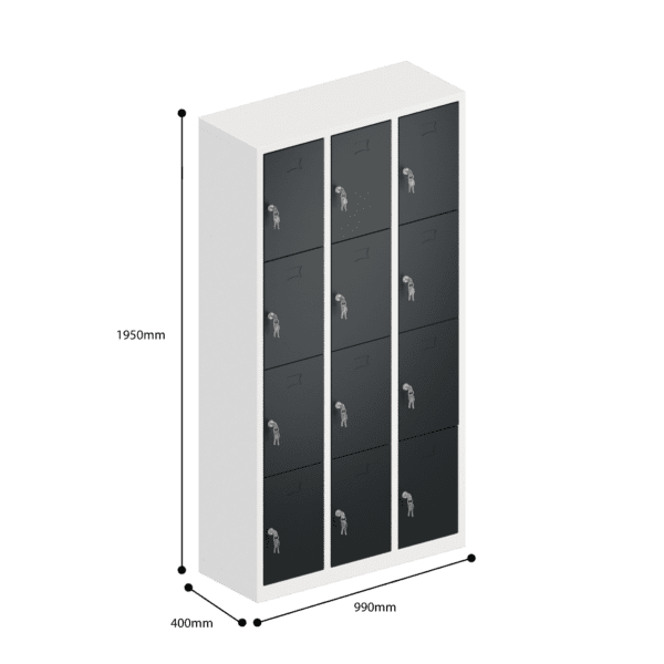 dimensions of ppe multi door storage locker 4 tier 12 door