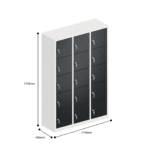 dimensions of ppe multi door storage locker 5 tier 15 door