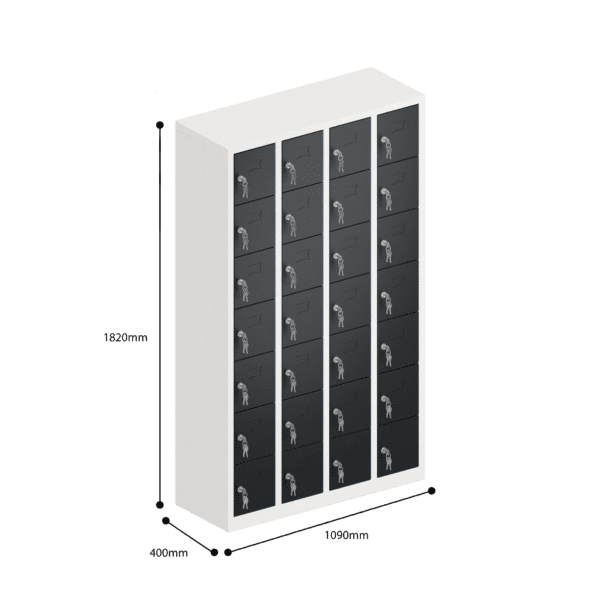 dimensions of ppe multi door storage locker 7 tier 28 door