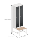 dimensions of space saving slim locker single tier 2 door with seat bench