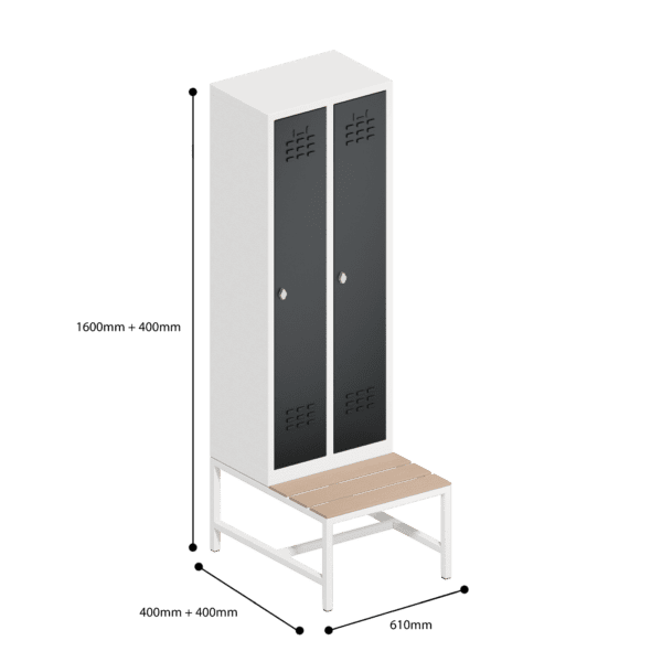 dimensions of space saving slim locker single tier 2 door with seat bench