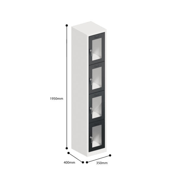 dimensions of clear view ppe multi door storage locker 4 tier 4 door