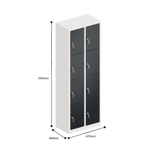dimensions of charging ppe multi door storage locker 4 tier 8 door