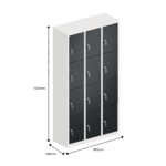 dimensions of charging ppe multi door storage locker 4 tier 12 door