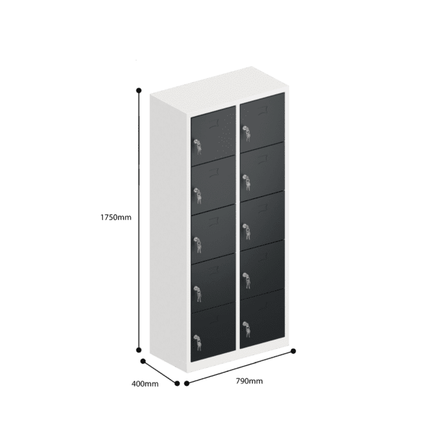 dimensions of charging ppe multi door storage locker 5 tier 10 door