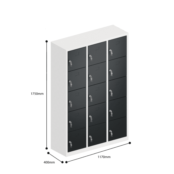 dimensions of charging ppe multi door storage locker 5 tier 15 door