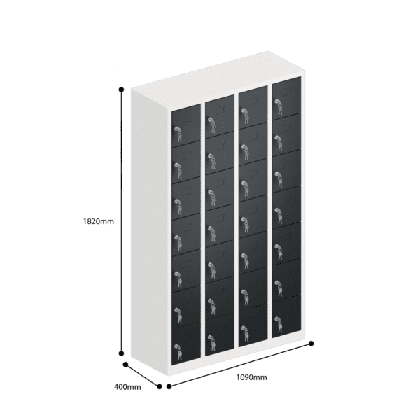 dimensions of charging ppe multi door storage locker 7 tier 28 door