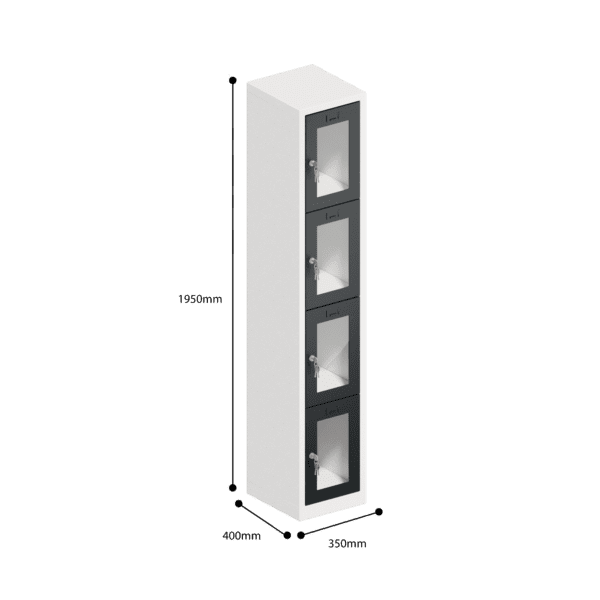 dimensions of charging clear view ppe multi door storage locker 4 tier 4 door
