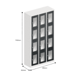 dimensions of charging clear view ppe multi door storage locker 4 tier 12 door