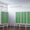 view of clean dirty locker double tier 4 door with seat bench