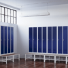 view of space saving slim locker single tier 2 door with seat bench