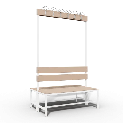 double side locker room bench with clothes hanger 1200mm long