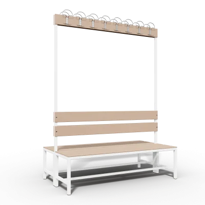 double side locker room bench with clothes hanger 1500mm long
