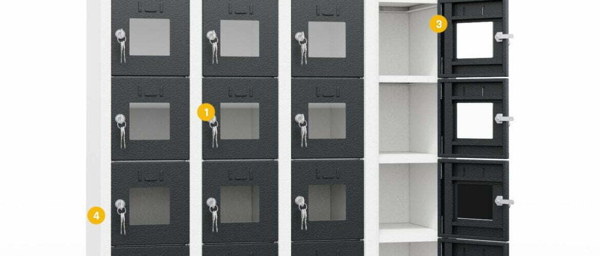 Büro Umkleideschrank Aрхивен метален шкаф clear view ppe multi door storage locker 7 tier 28 door_3
