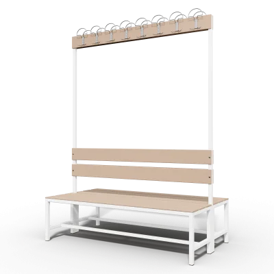 double side locker room bench with clothes hanger 1500mm long_2