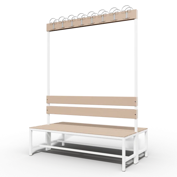 double side locker room bench with clothes hanger 1500mm long_2