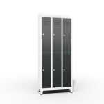 front view of sloping top for slim triple locker