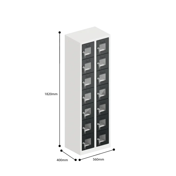 dimensions of clear view ppe multi door storage locker 7 tier 14 door