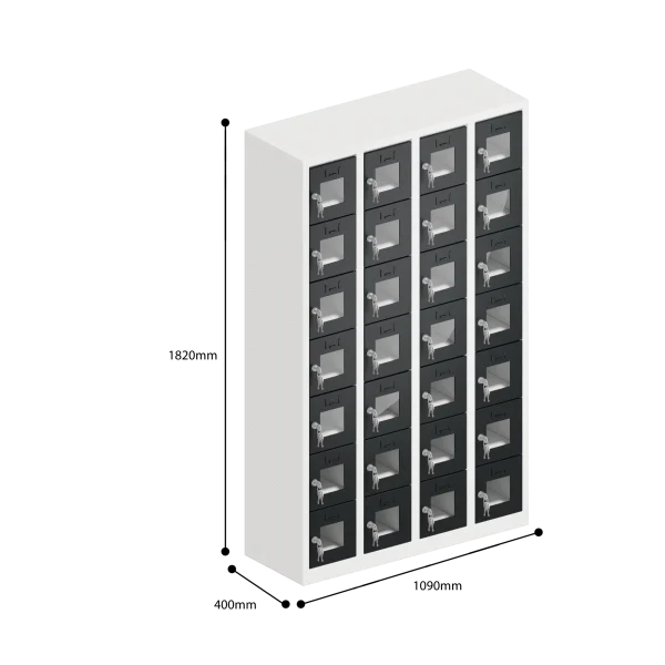 dimensions of charging clear view ppe multi door storage locker 7 tier 28 door