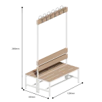 dimensions of double side locker room bench with clothes hanger 1200mm long