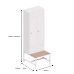 Cheap Locker 2 Door Bench Dimensions