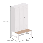 Cheap Locker 3 Door Bench Dimensions