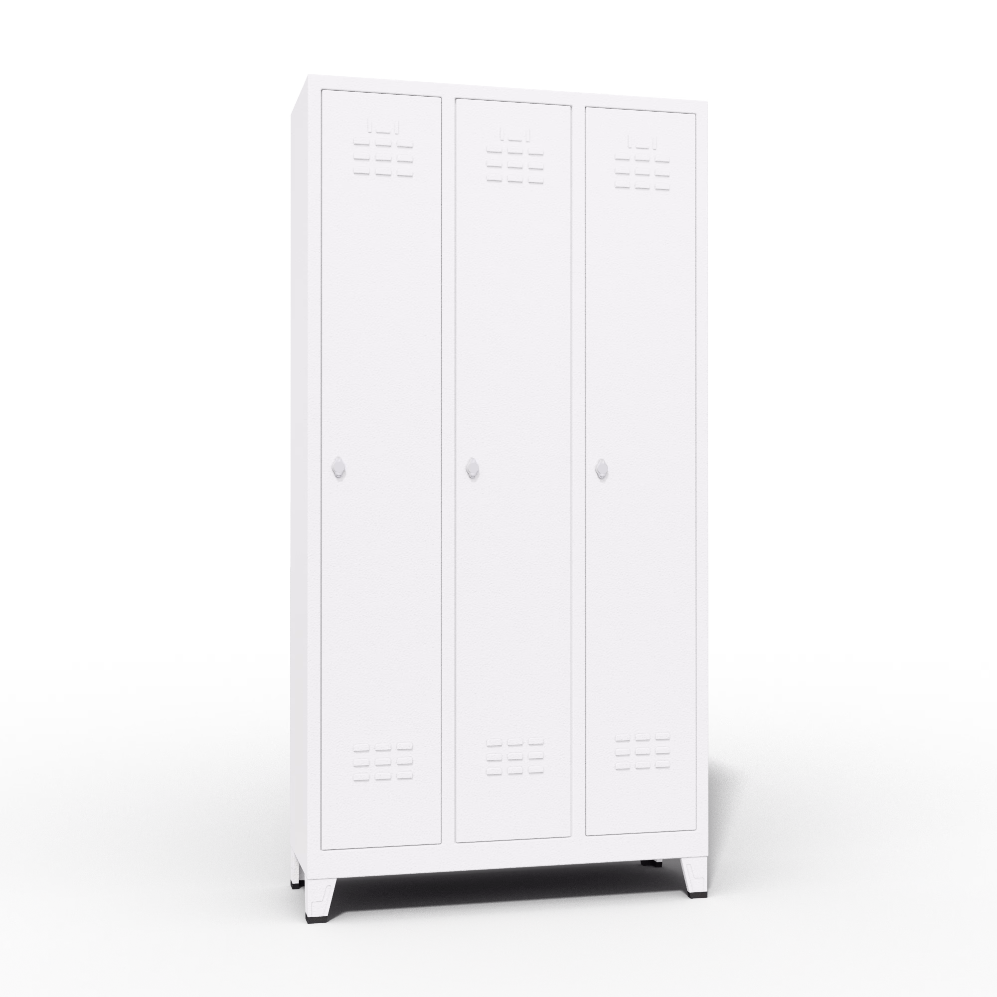 economic locker single tier 3 door white body and door closed