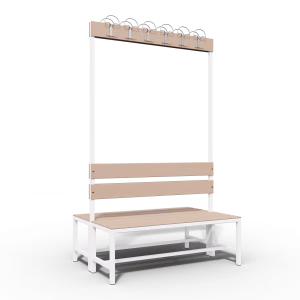Double Side Locker Room Bench With Hangers 1200mm Long