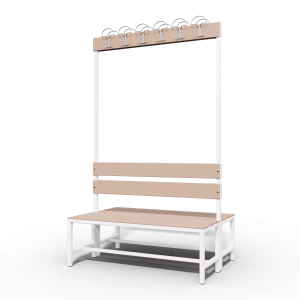 Double Side Locker Room Bench With Hangers 1200mm Long side view