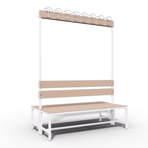 Double Side Locker Room Bench With Hangers 1500mm Long