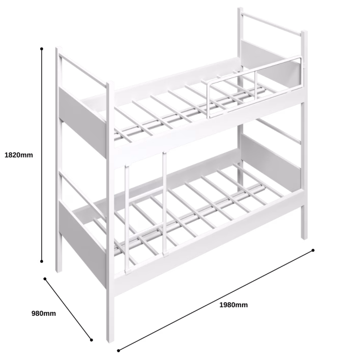 Heavy Duty Metal Bunk Bed 2 Tier Dimensions
