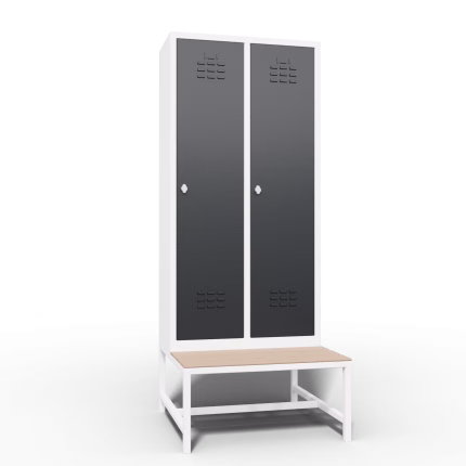 Metal Locker 2 Door Bench