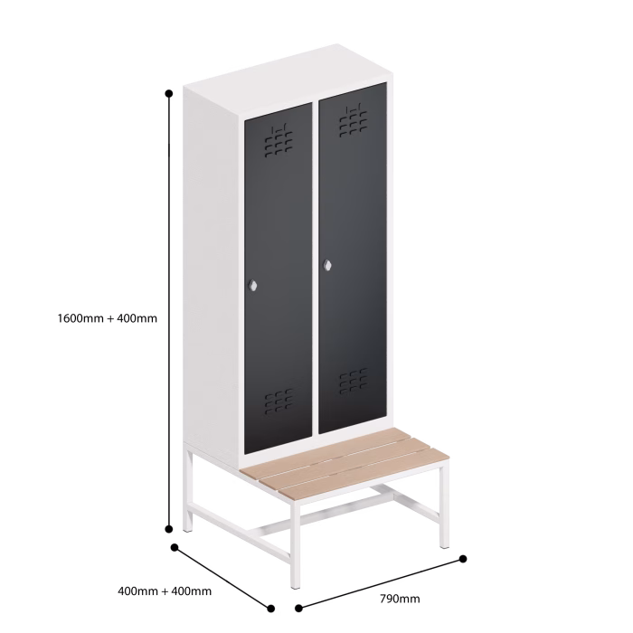 Metal Locker 2 Door Bench Dimensions