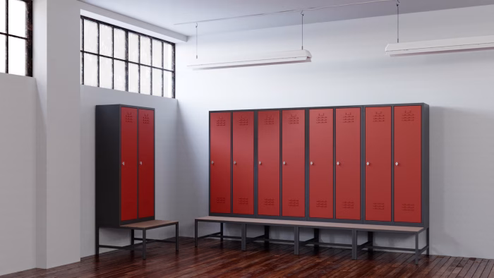 Metal Locker 2 Door Bench In Room