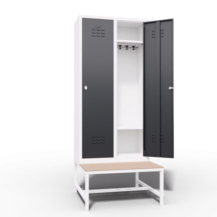 Metal Locker 2 Door Bench Interior