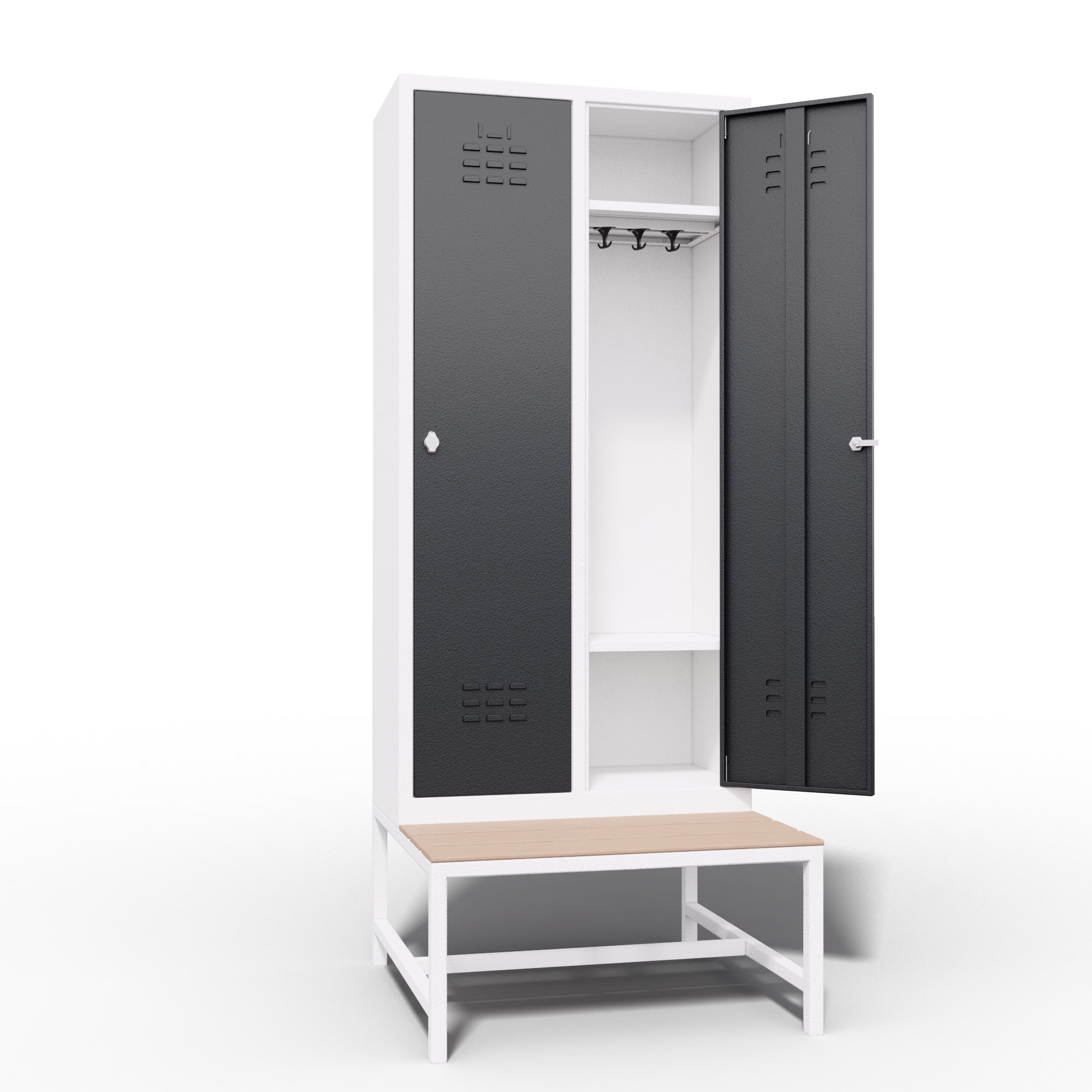 Metal Locker 2 Door Bench Interior